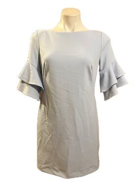 Lauren Ralph Lauren Light Blue Ruffle-Sleeve Shift Mini Dress